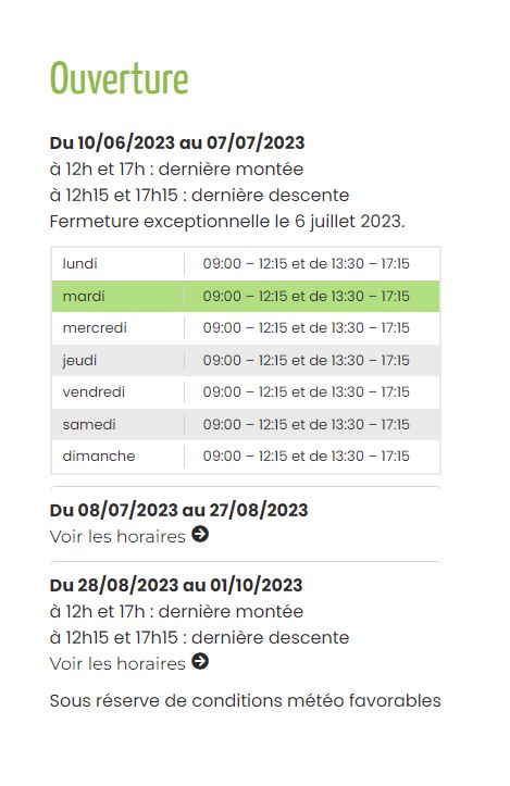 Affichage horaires